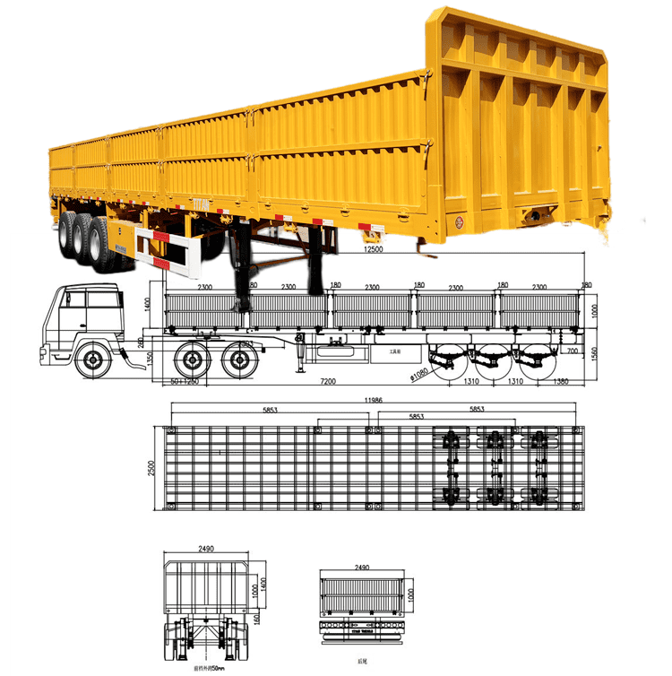 Tri Axle Semi Cargo Trailer Side Boards for Sale in Cameroon 