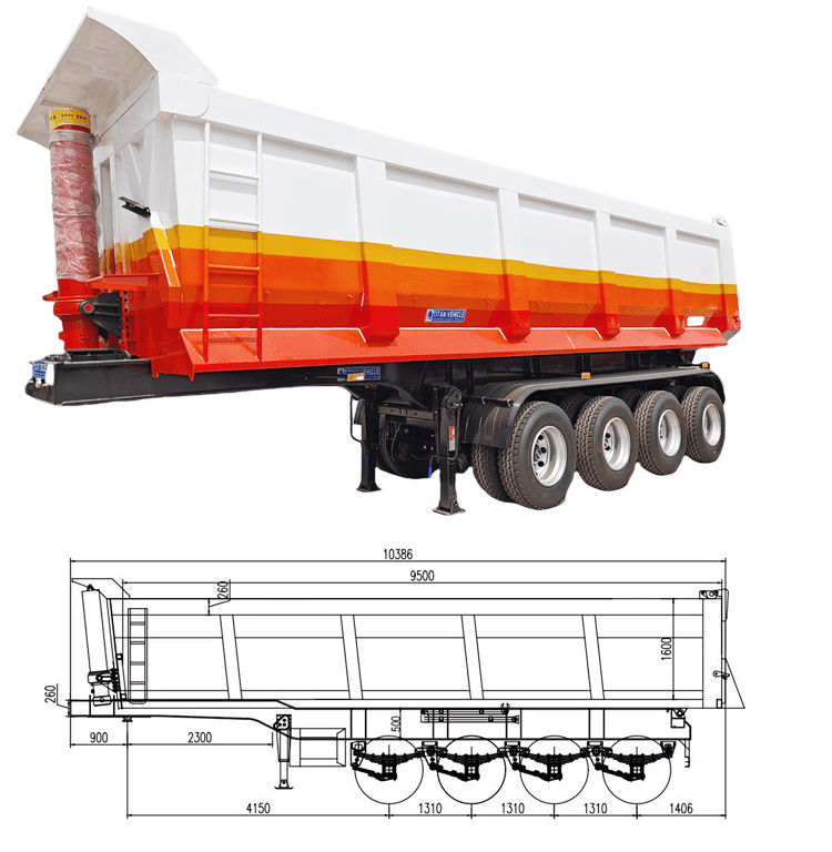 35 CBM Hydraulic Semi Truck End Dump Trailer for Sale in Cameroon